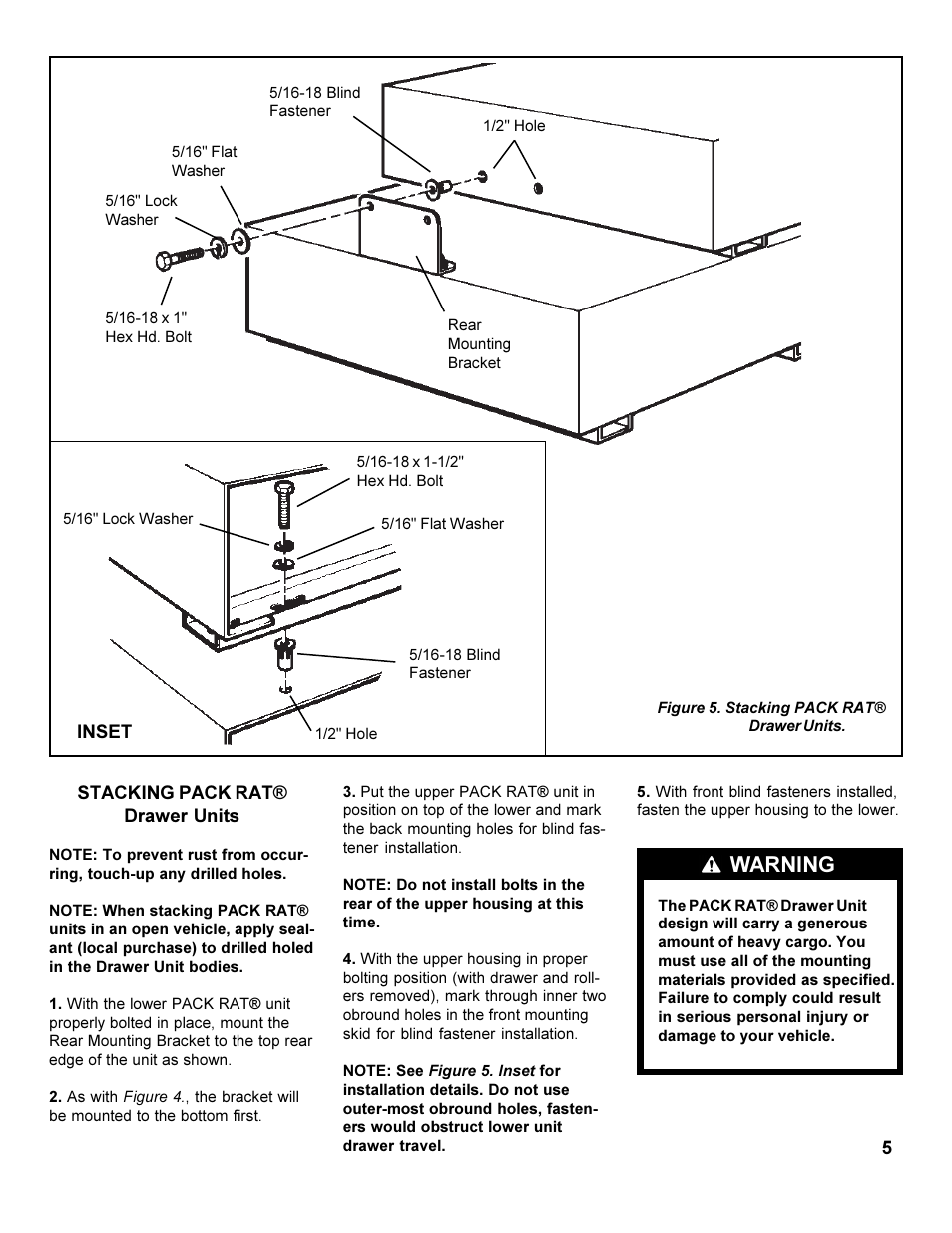 Warning | WEATHER GUARD 301 through 338 User Manual | Page 5 / 6