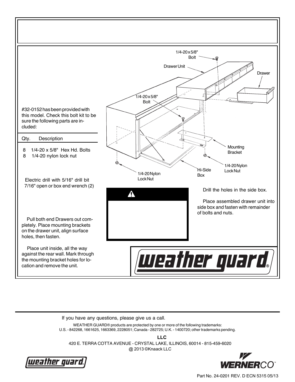WEATHER GUARD 201 User Manual | 1 page