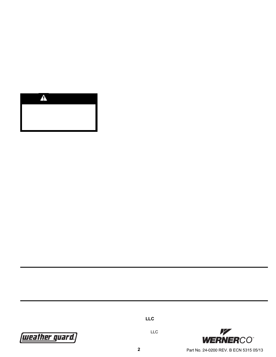 Caution | WEATHER GUARD 202 User Manual | Page 2 / 2