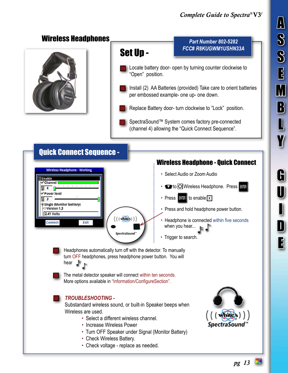 Set up | White’s Electronics Spectra V3i User Manual | Page 13 / 64