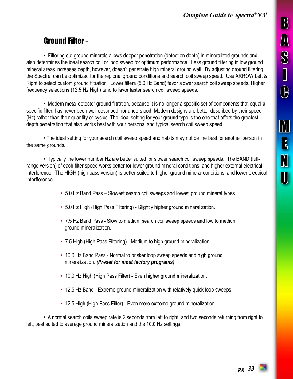 White’s Electronics Spectra V3i User Manual | Page 33 / 64