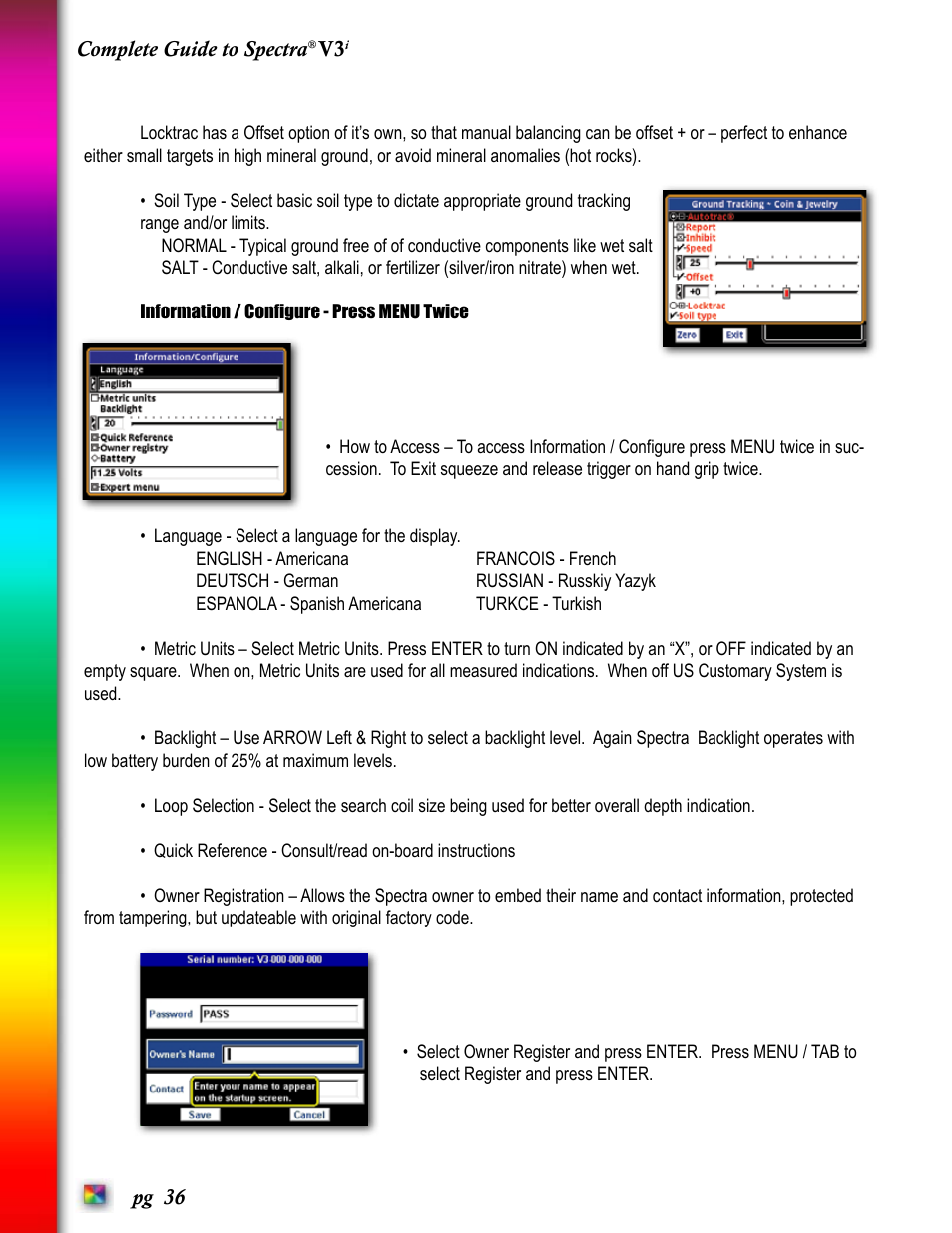 White’s Electronics Spectra V3i User Manual | Page 36 / 64