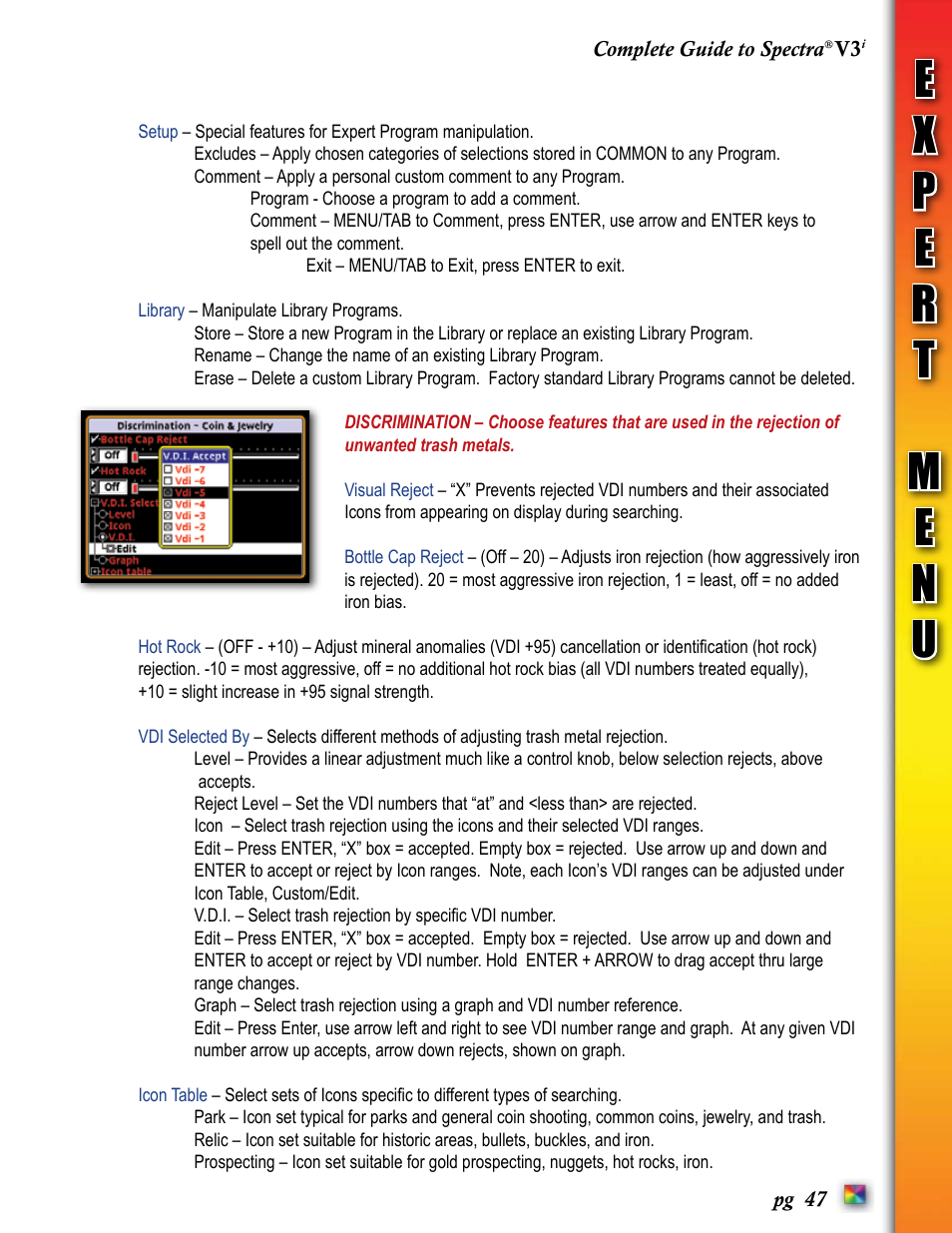 White’s Electronics Spectra V3i User Manual | Page 47 / 64