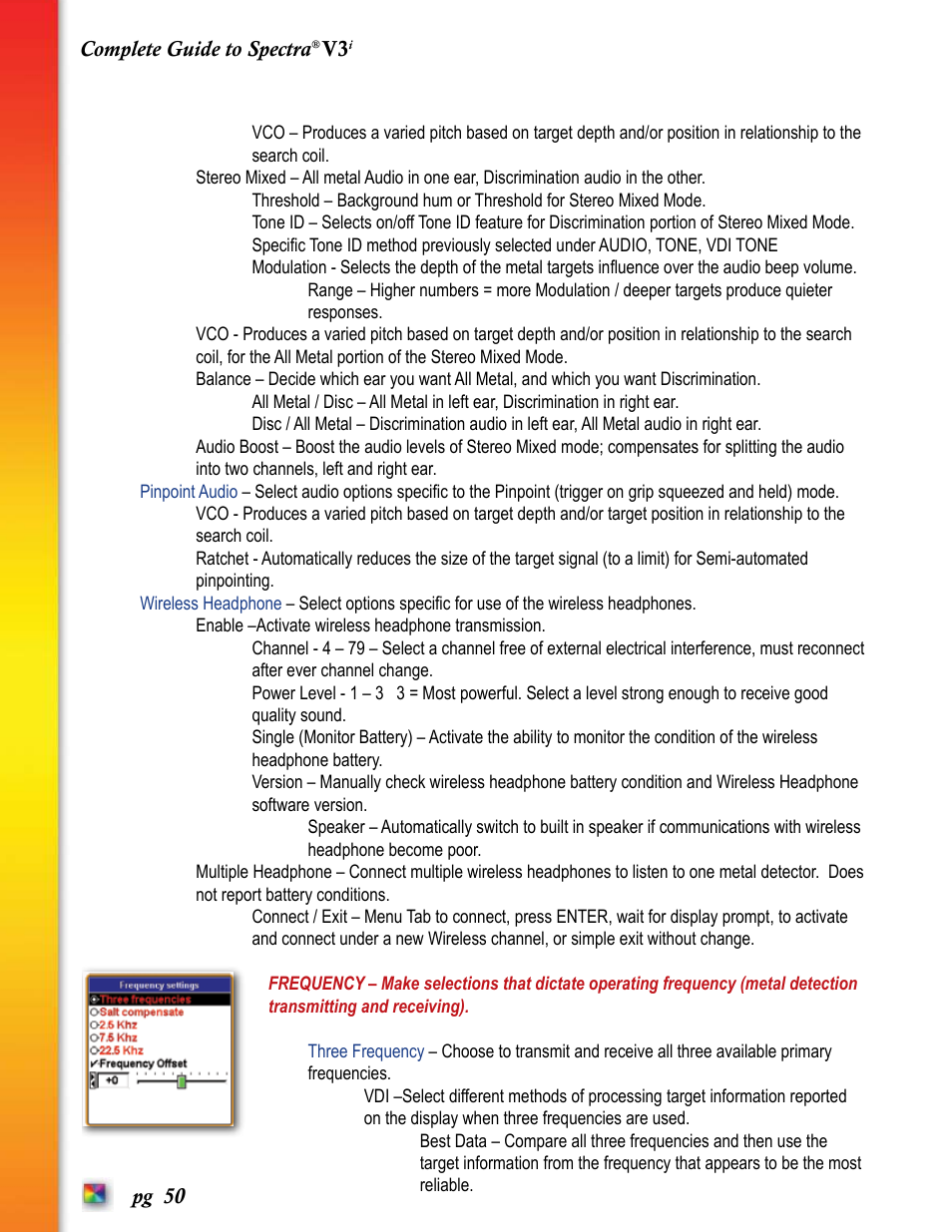 White’s Electronics Spectra V3i User Manual | Page 50 / 64