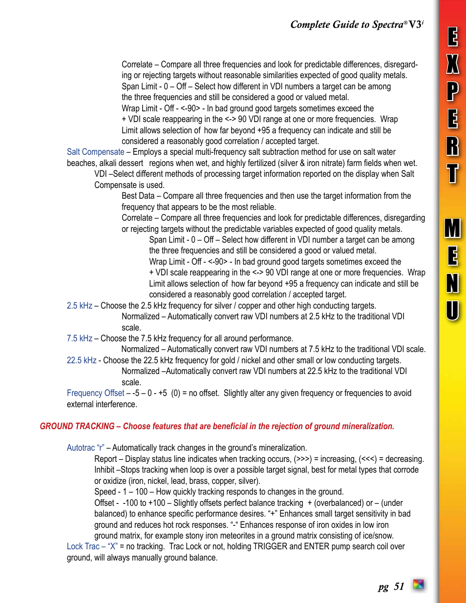 White’s Electronics Spectra V3i User Manual | Page 51 / 64