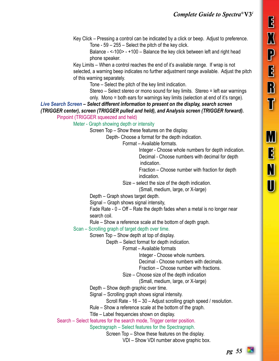 White’s Electronics Spectra V3i User Manual | Page 55 / 64