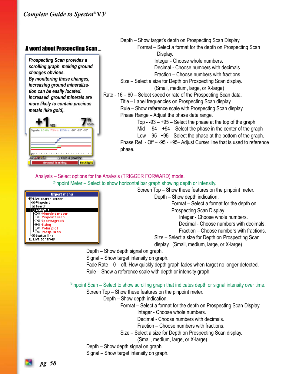 White’s Electronics Spectra V3i User Manual | Page 58 / 64