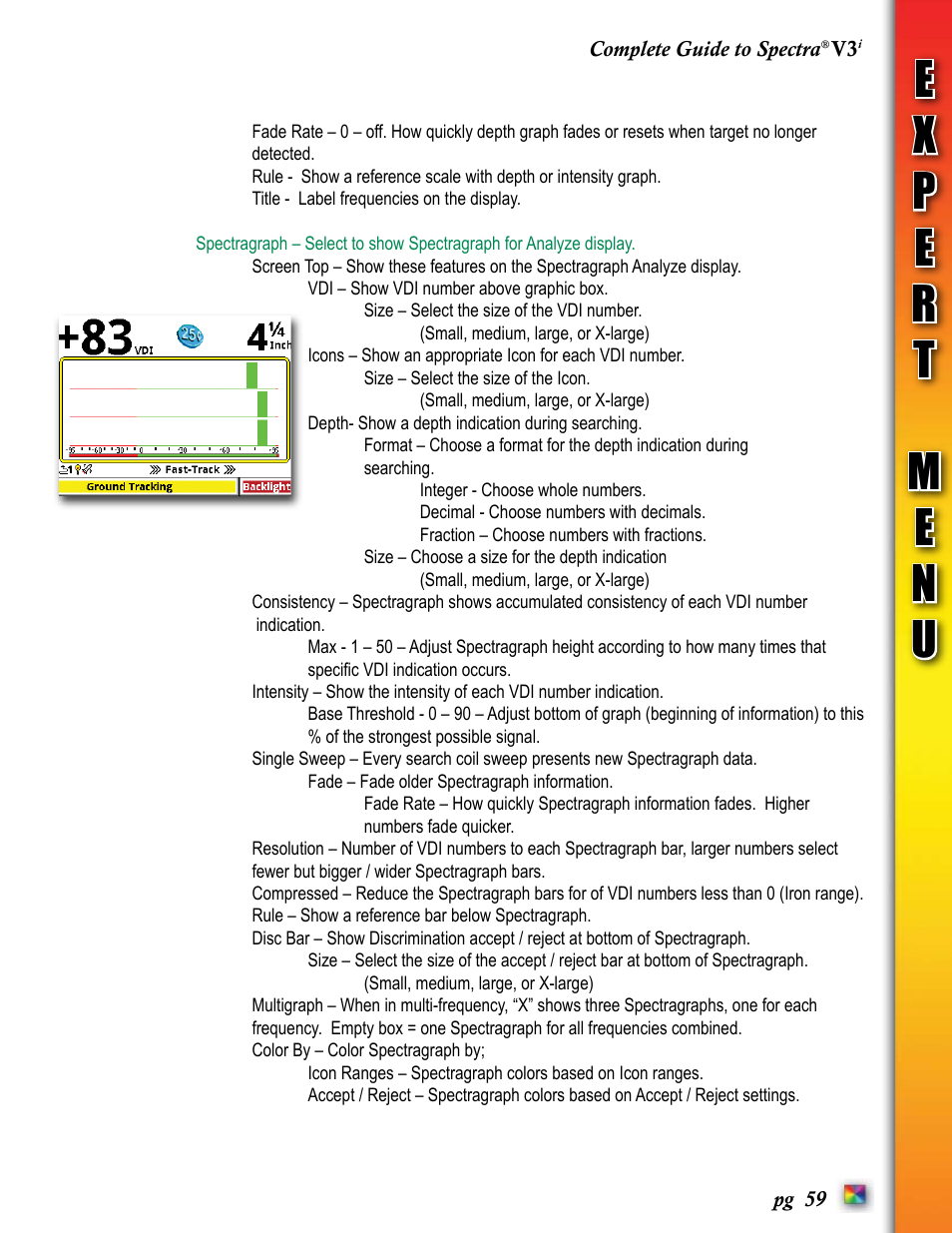 White’s Electronics Spectra V3i User Manual | Page 59 / 64