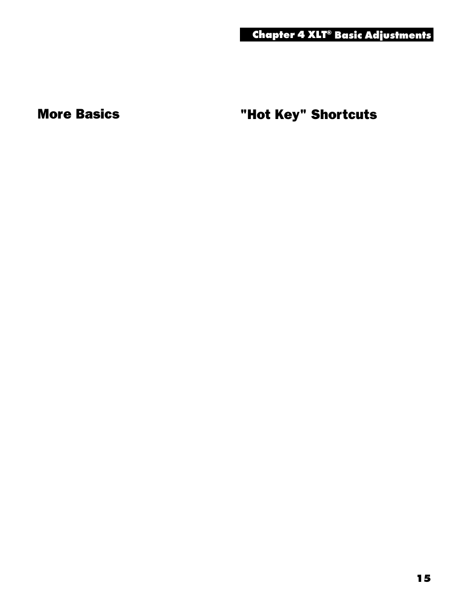 More basics, Hot key" shortcuts | White’s Electronics Spectrum XLT User Manual | Page 15 / 56