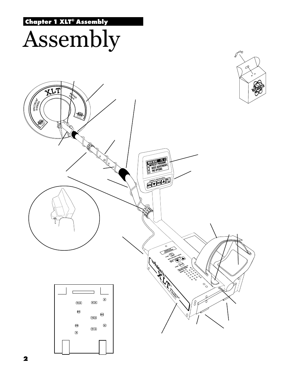 Assembly, Chapter 1 xlt | White’s Electronics Spectrum XLT User Manual | Page 2 / 56