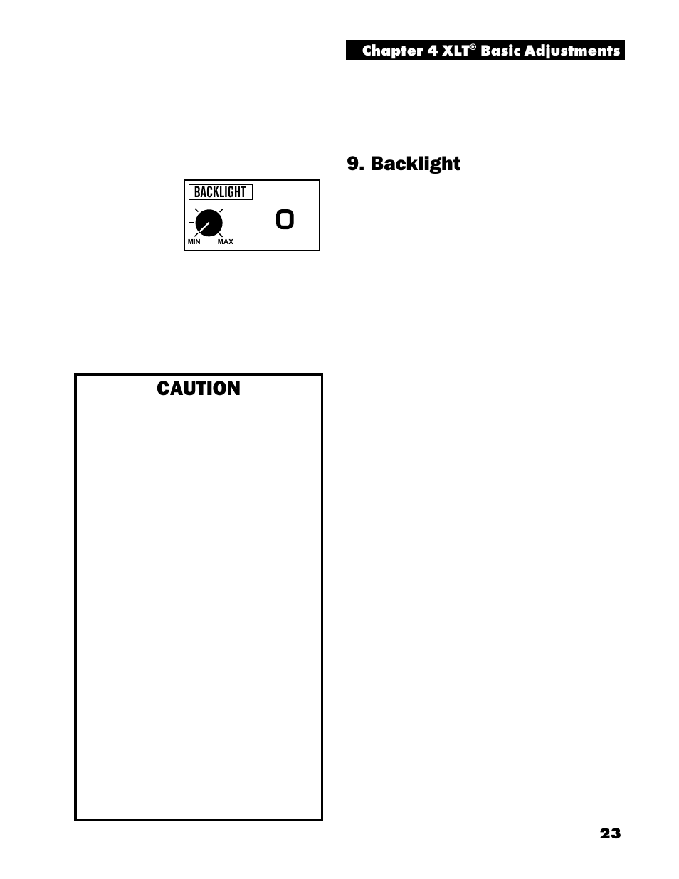 Backlight, Caution | White’s Electronics Spectrum XLT User Manual | Page 23 / 56