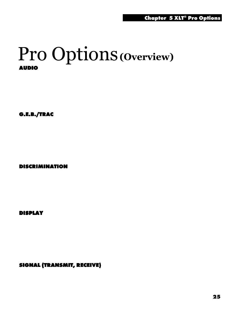 Pro options, Overview) | White’s Electronics Spectrum XLT User Manual | Page 25 / 56