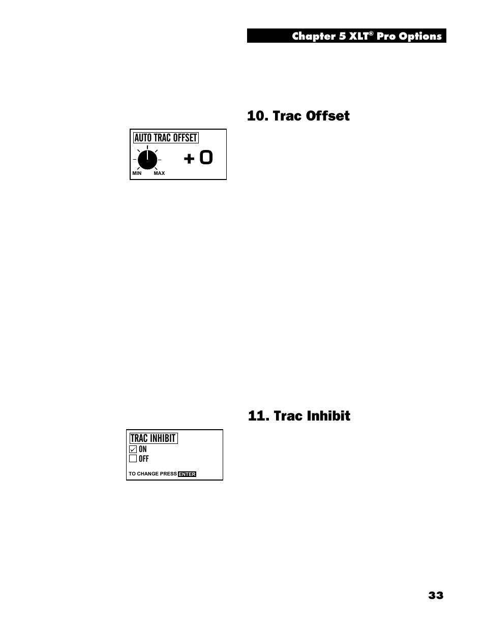 Trac offset, Trac inhibit | White’s Electronics Spectrum XLT User Manual | Page 33 / 56