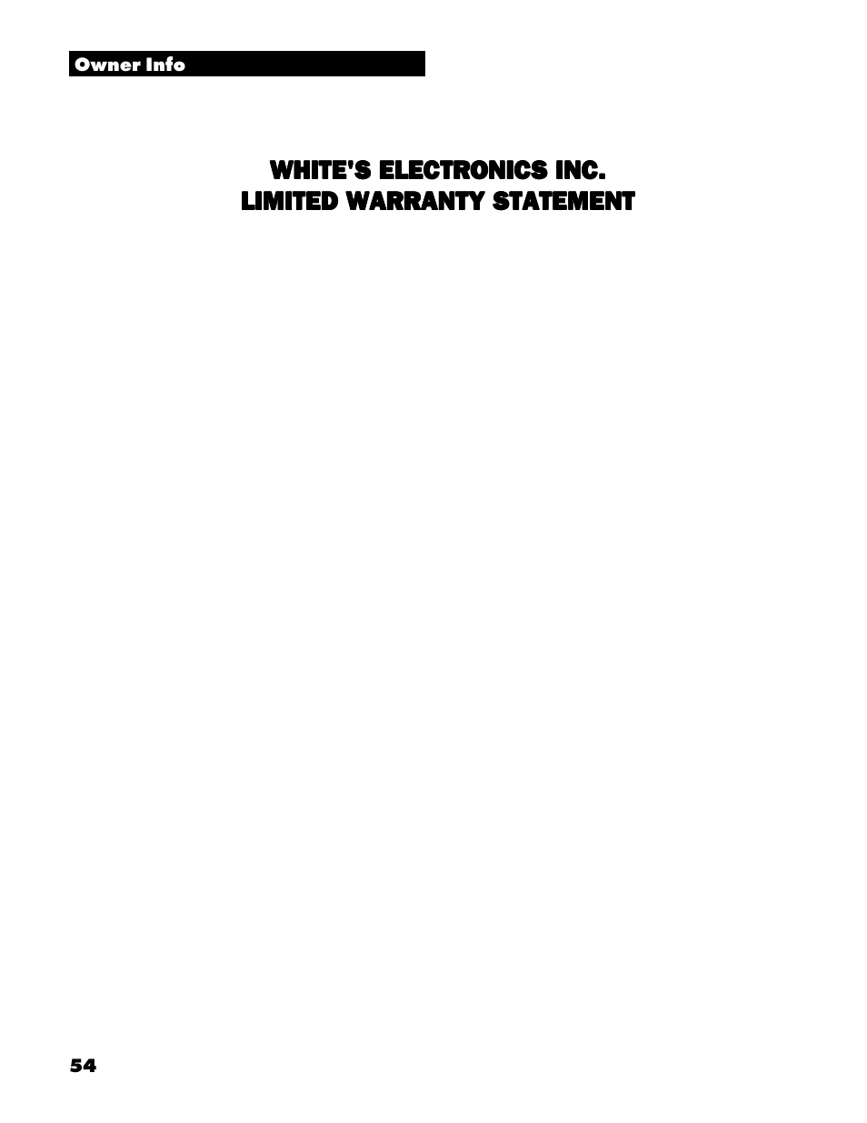 White's electronics inc | White’s Electronics Spectrum XLT User Manual | Page 54 / 56