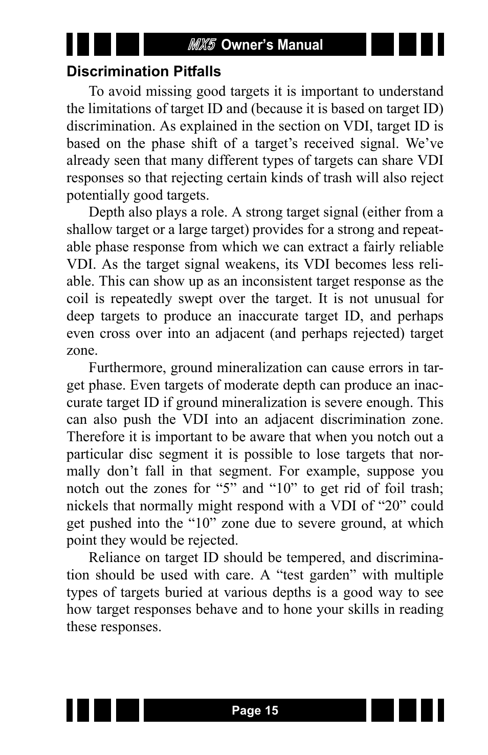 White’s Electronics MX5 User Manual | Page 15 / 24