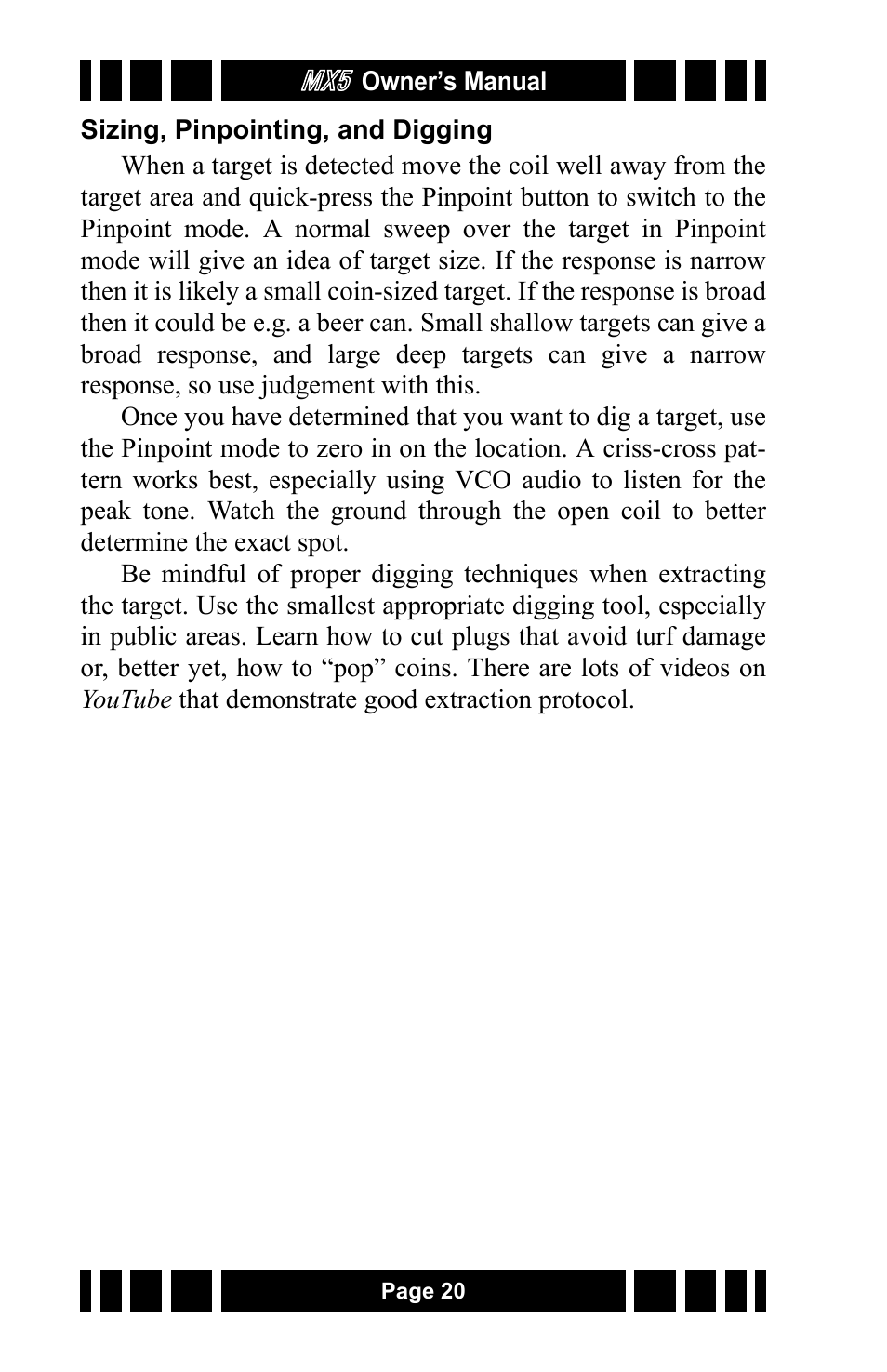White’s Electronics MX5 User Manual | Page 20 / 24