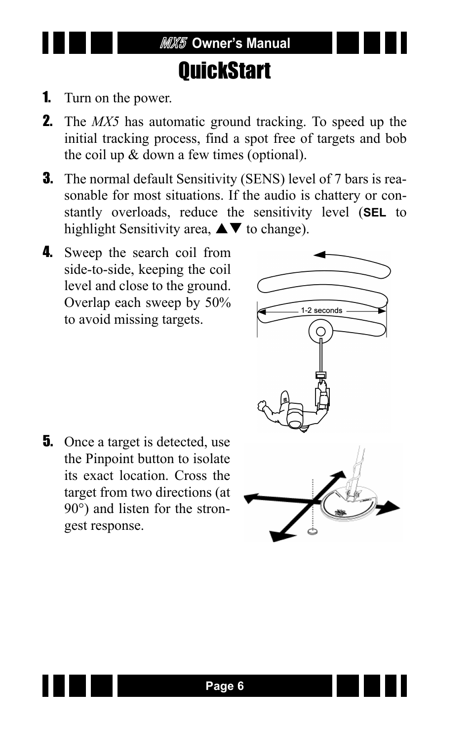 Quickstart | White’s Electronics MX5 User Manual | Page 6 / 24