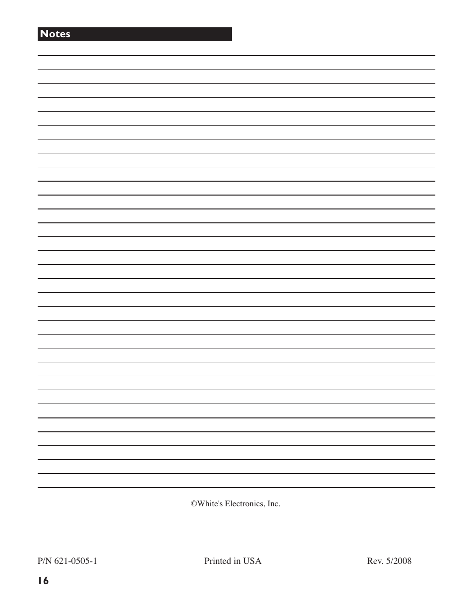 White’s Electronics Surfmaster DualField User Manual | Page 16 / 16