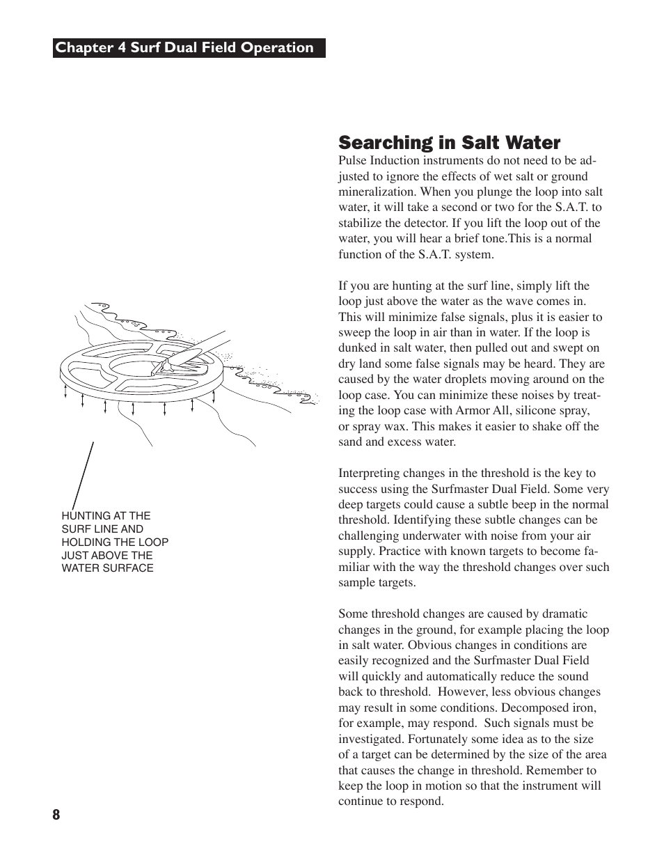 Searching in salt water | White’s Electronics Surfmaster DualField User Manual | Page 8 / 16