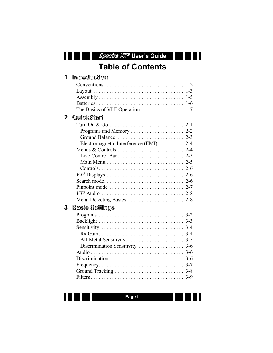 White’s Electronics Spectra VX3 User Manual | Page 4 / 88