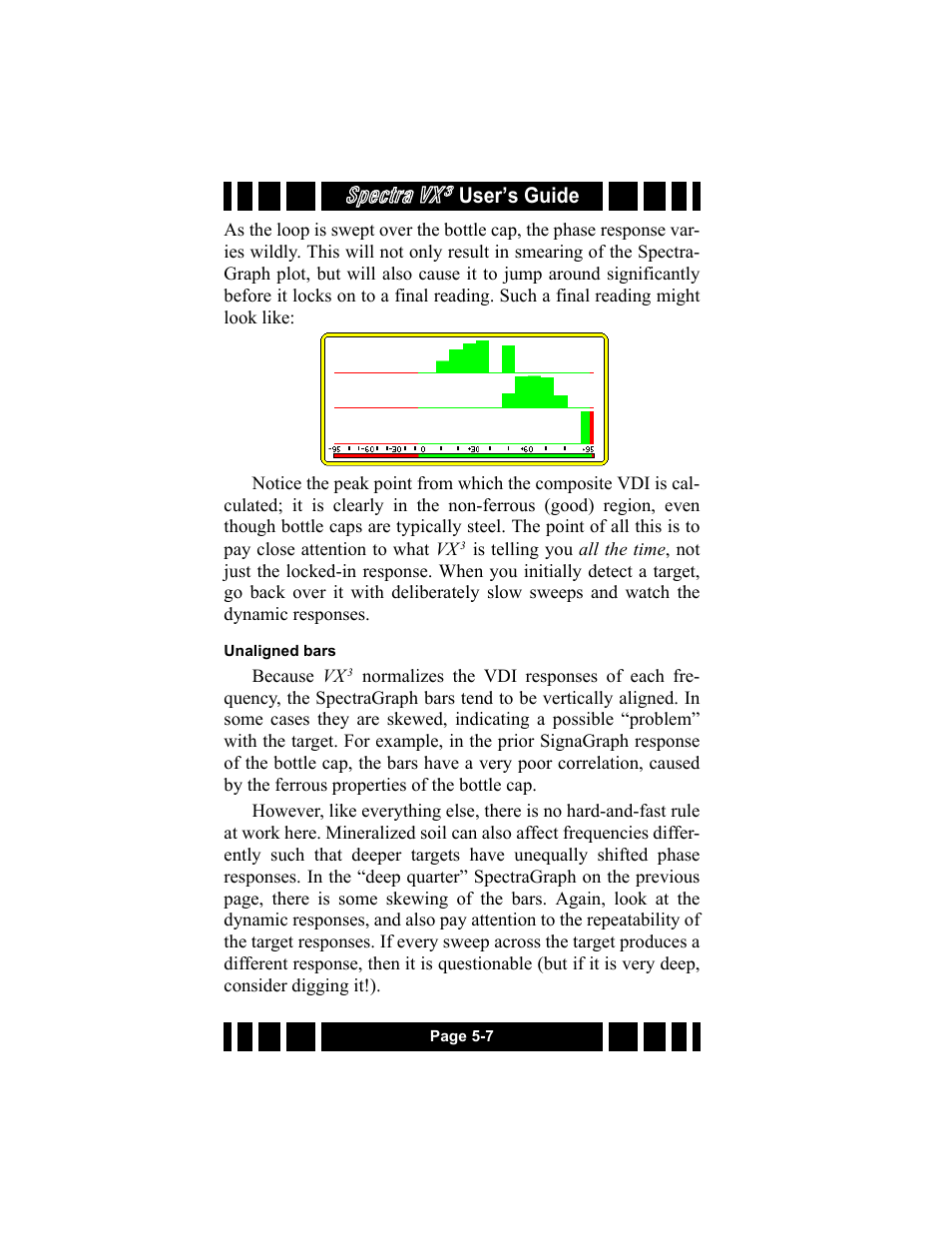 Unaligned bars, Spectra vx, User’s guide | White’s Electronics Spectra VX3 User Manual | Page 60 / 88