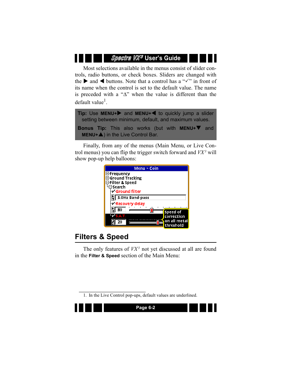 Filters & speed, Filters & speed -2, Spectra vx | User’s guide | White’s Electronics Spectra VX3 User Manual | Page 65 / 88