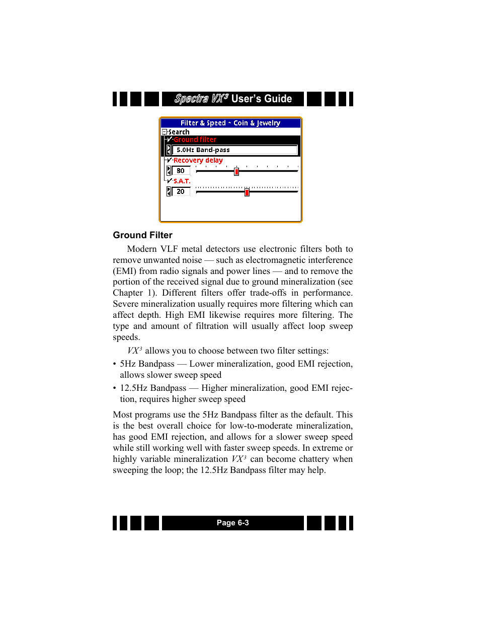 Ground filter, Spectra vx | White’s Electronics Spectra VX3 User Manual | Page 66 / 88