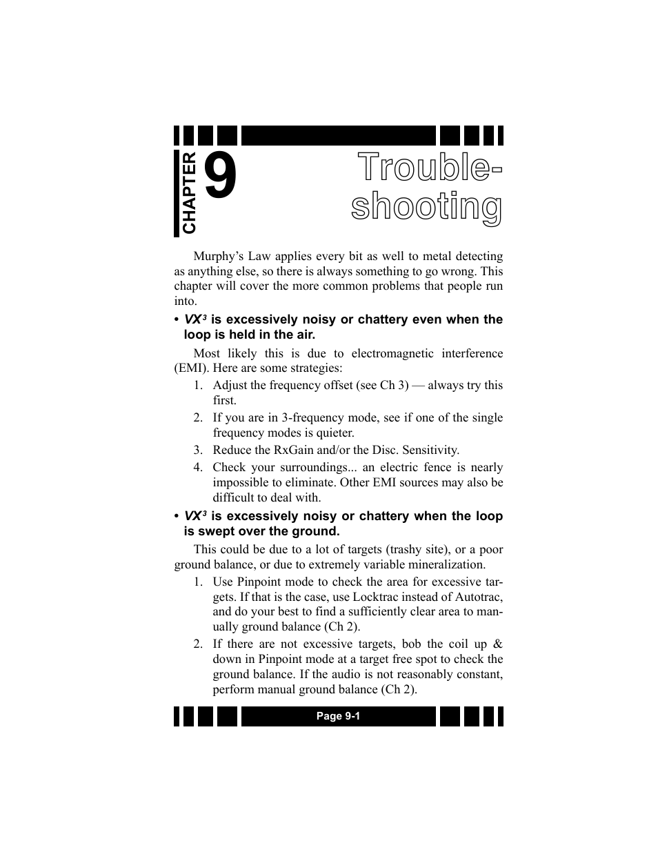 Trouble shooting, Trouble- shooting | White’s Electronics Spectra VX3 User Manual | Page 79 / 88