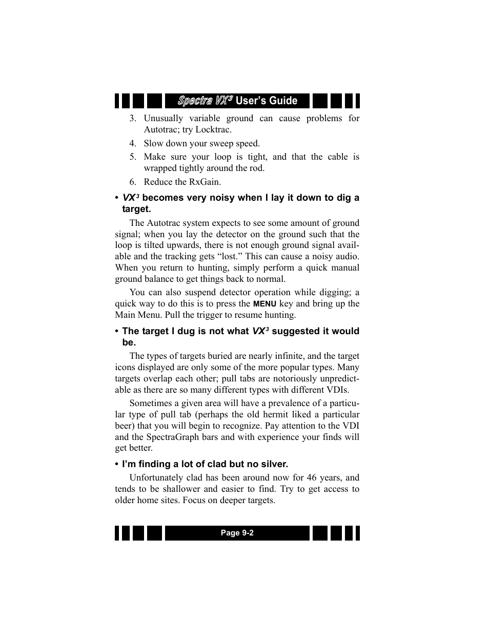 Spectra vx | White’s Electronics Spectra VX3 User Manual | Page 80 / 88