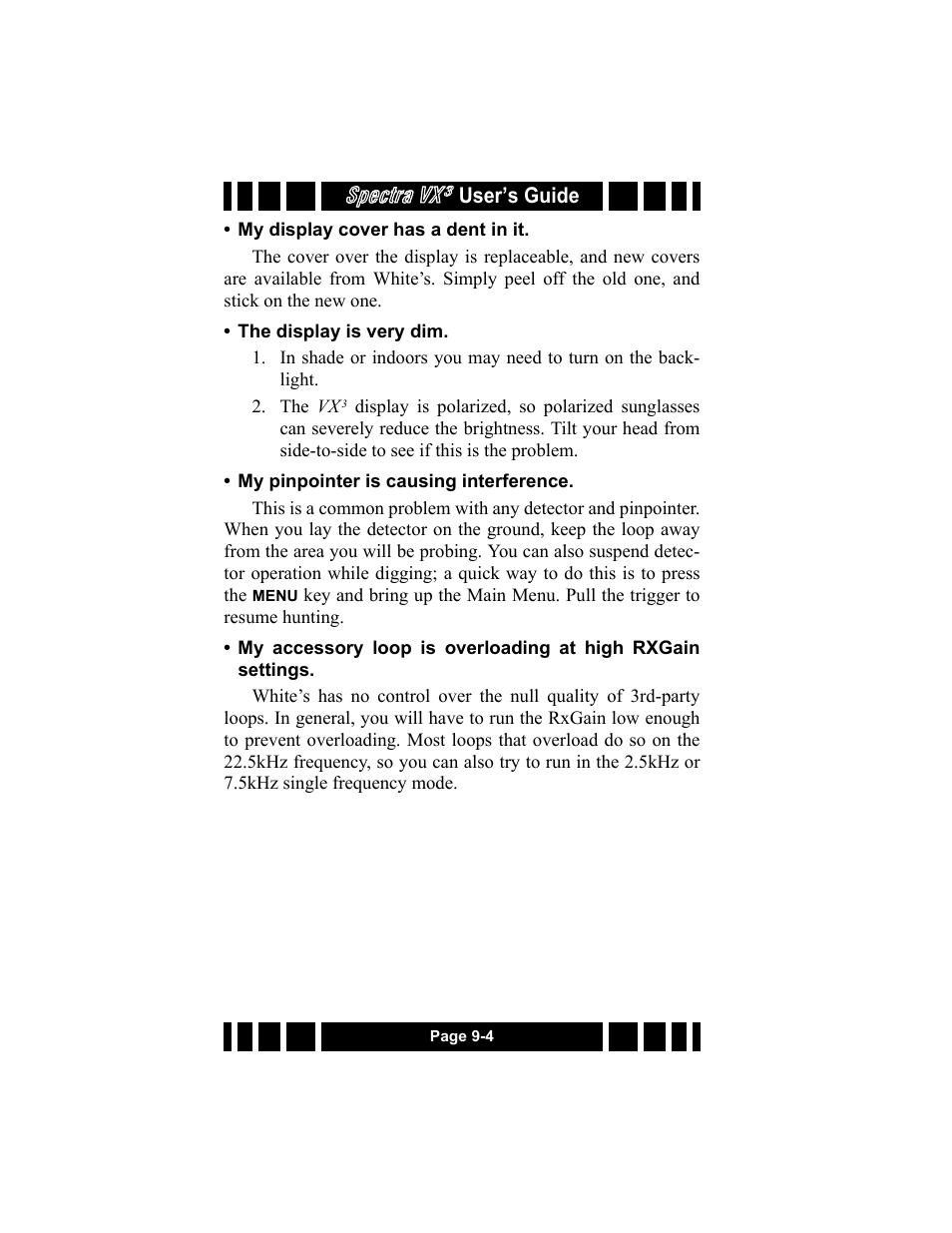 Spectra vx | White’s Electronics Spectra VX3 User Manual | Page 82 / 88