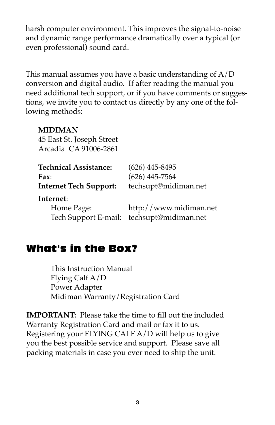 What's in the box | M-AUDIO Flying Calf User Manual | Page 3 / 12