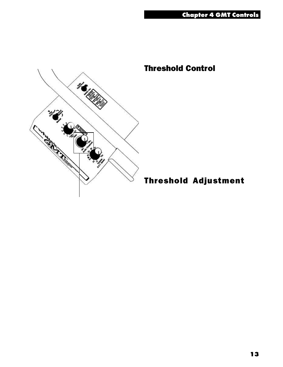 Threshold control, Threshold adjustment | White’s Electronics Goldmaster GMT User Manual | Page 15 / 30