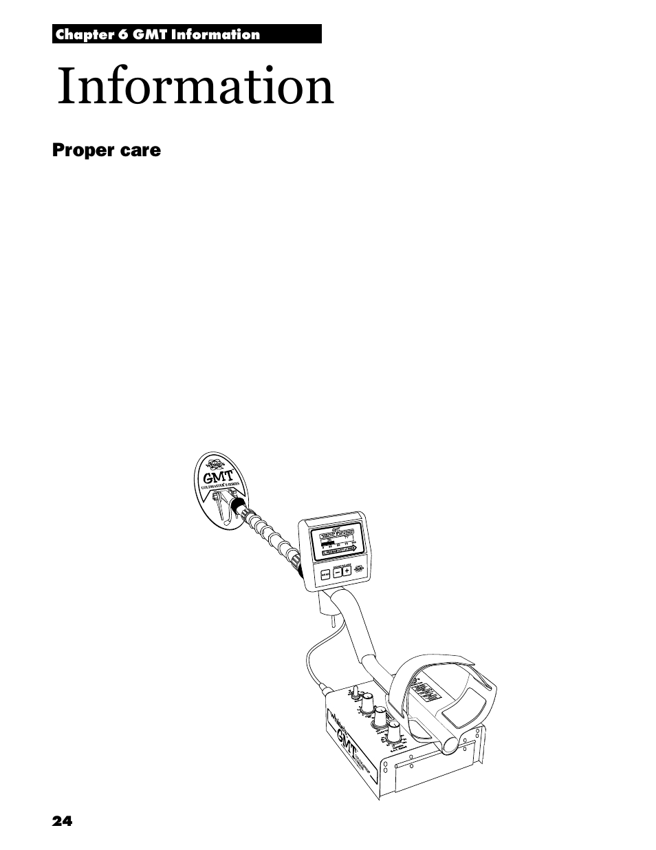 Information, Proper care | White’s Electronics Goldmaster GMT User Manual | Page 26 / 30