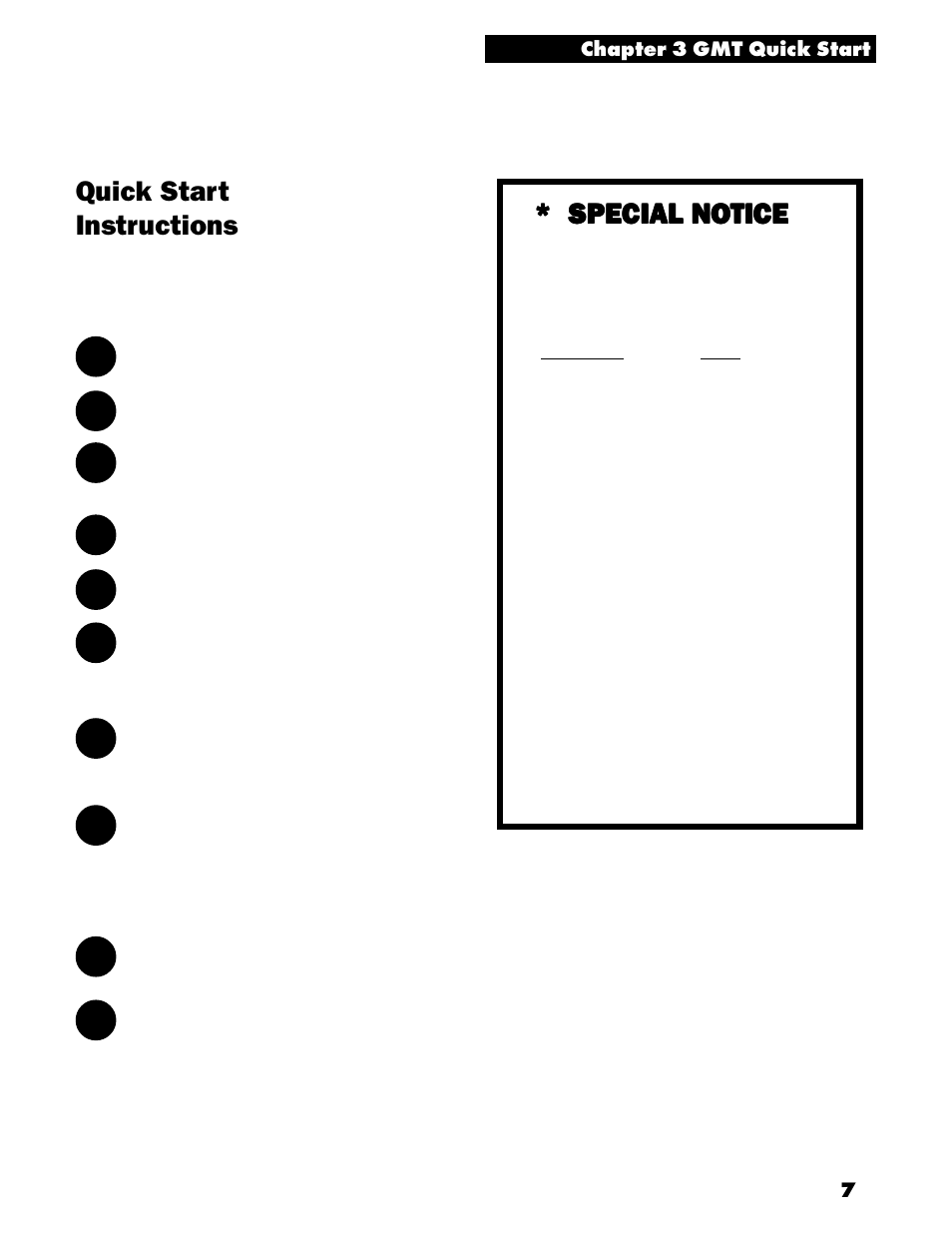 Quick start instructions, Special notice | White’s Electronics Goldmaster GMT User Manual | Page 9 / 30