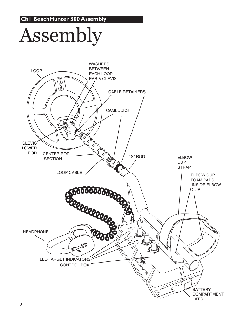 Assembly | White’s Electronics Beach Hunter 300 User Manual | Page 2 / 16