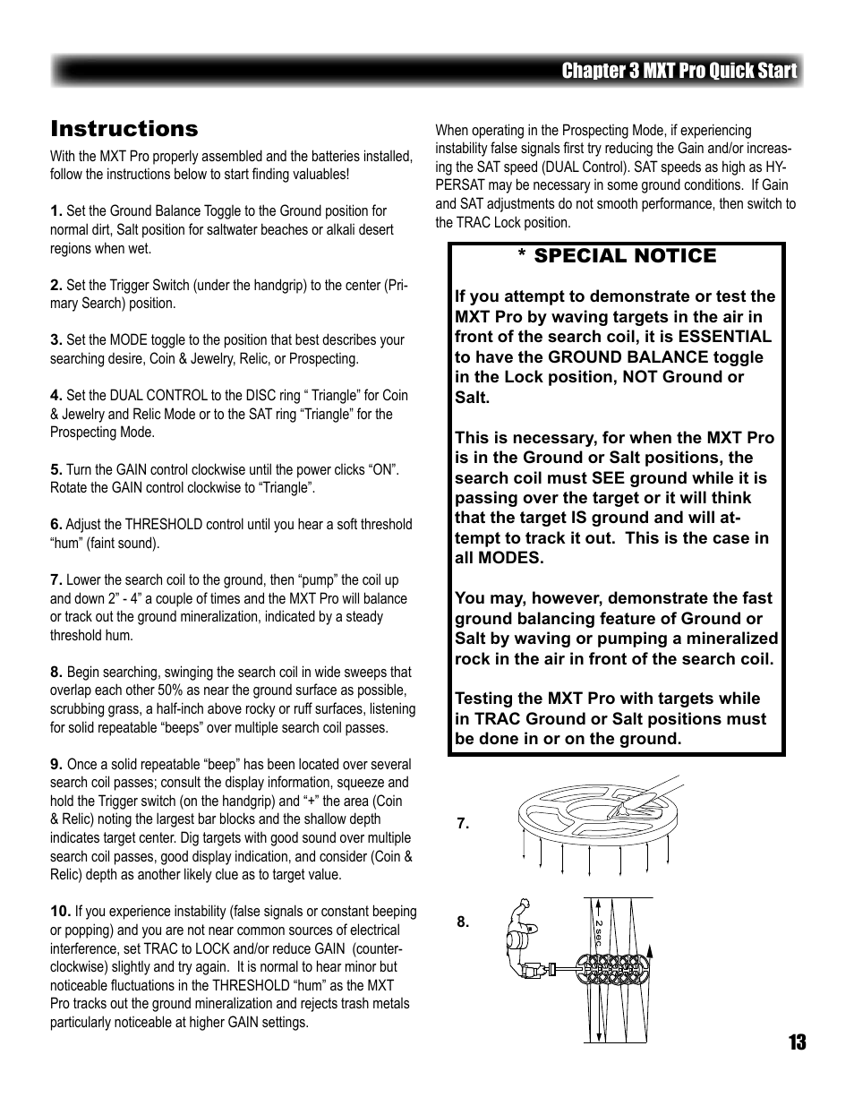 Instructions | White’s Electronics MXT Pro User Manual | Page 13 / 40