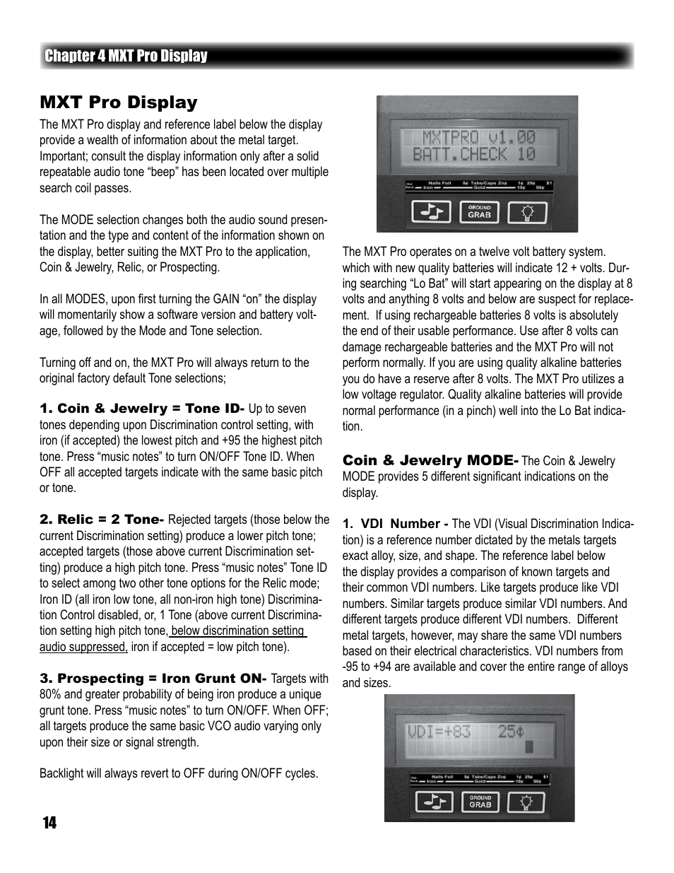 Mxt pro display | White’s Electronics MXT Pro User Manual | Page 14 / 40