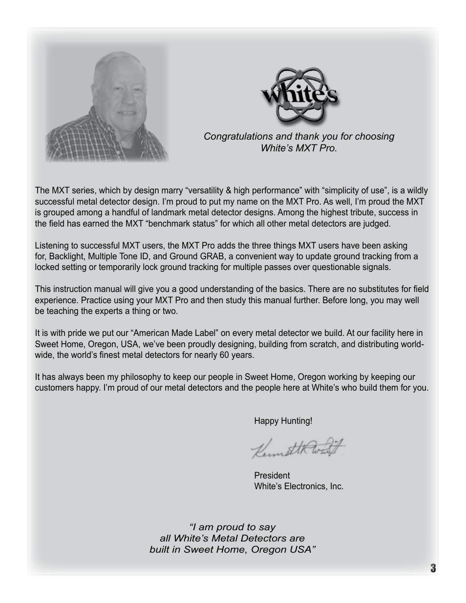 White’s Electronics MXT Pro User Manual | Page 3 / 40