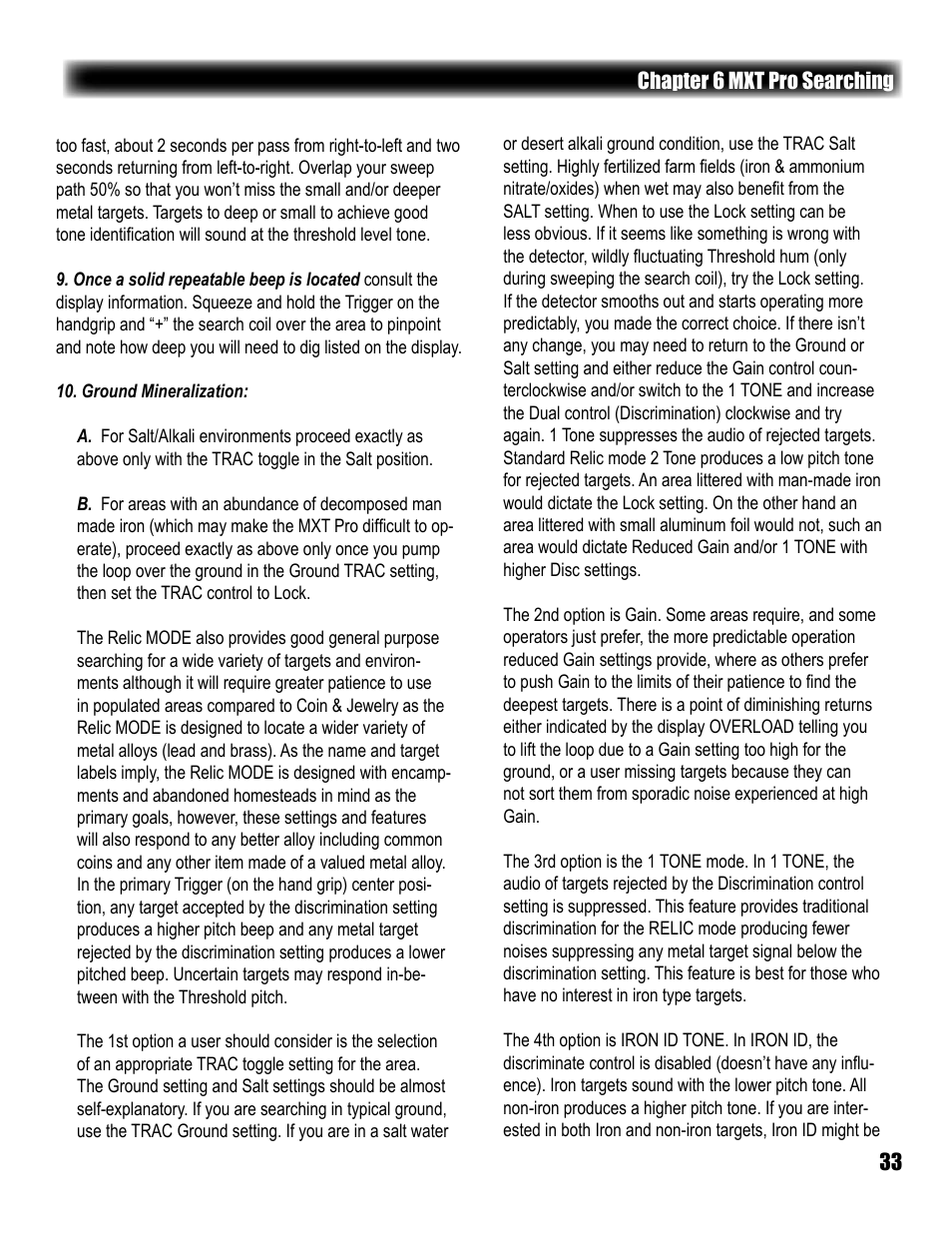 White’s Electronics MXT Pro User Manual | Page 33 / 40
