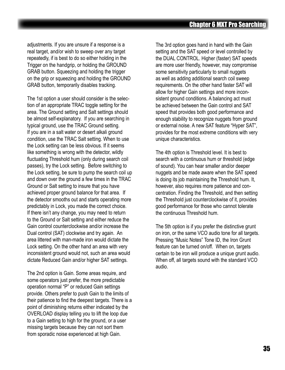 White’s Electronics MXT Pro User Manual | Page 35 / 40