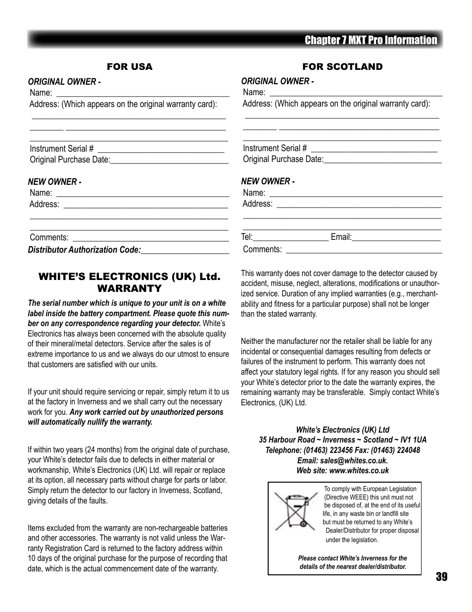 Chapter  mxt pro information | White’s Electronics MXT Pro User Manual | Page 39 / 40