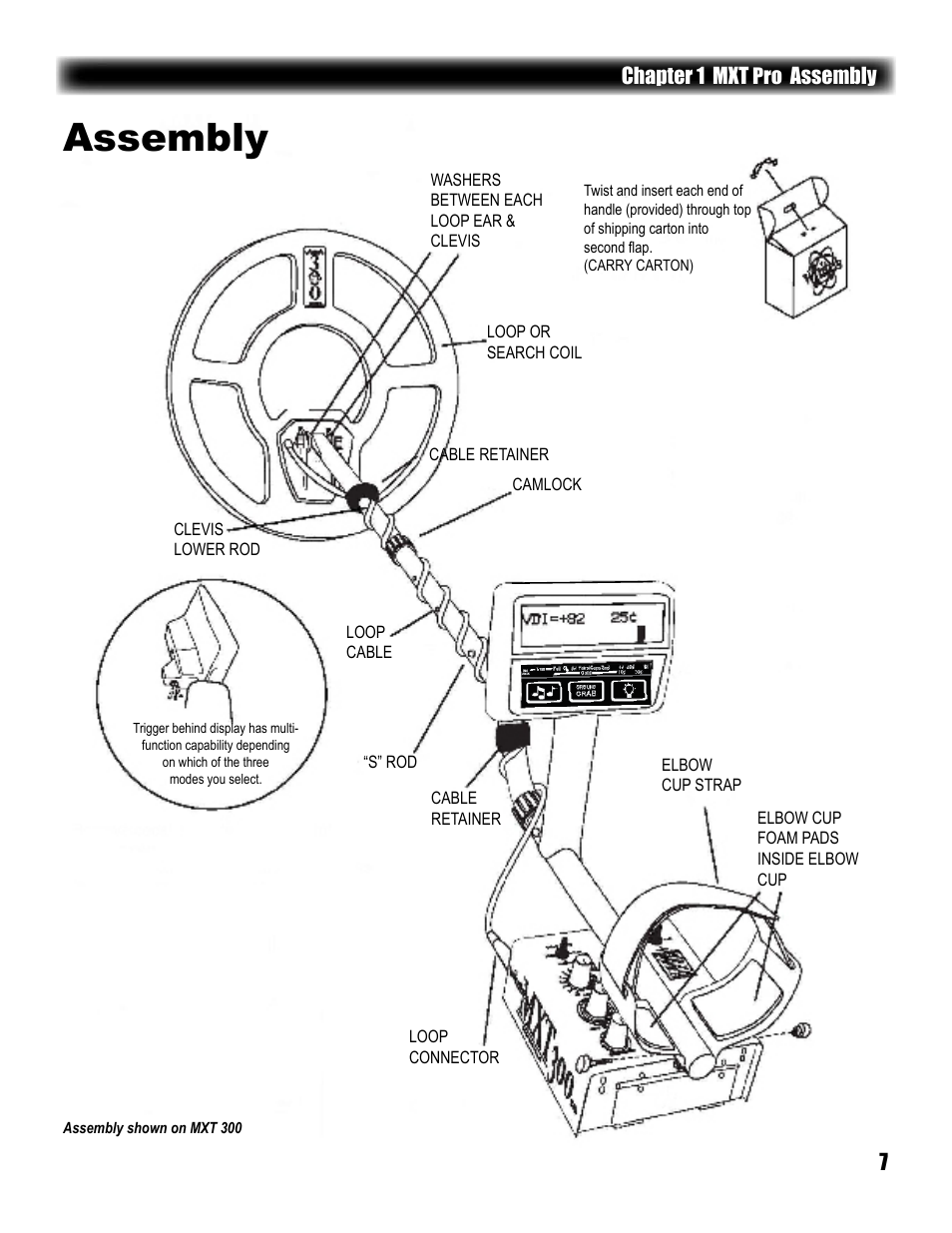 Chapter 1 mxt, Assembly | White’s Electronics MXT Pro User Manual | Page 7 / 40