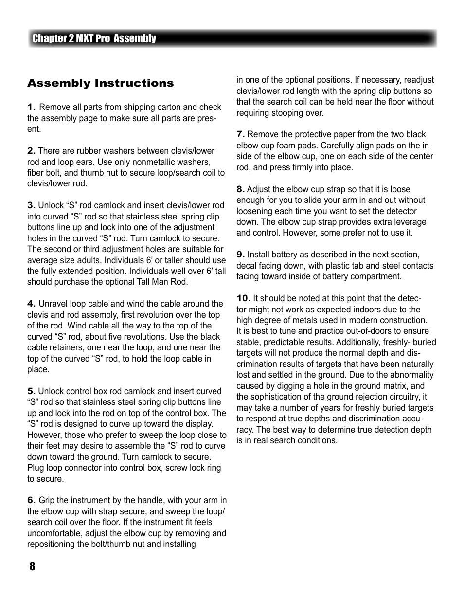 White’s Electronics MXT Pro User Manual | Page 8 / 40