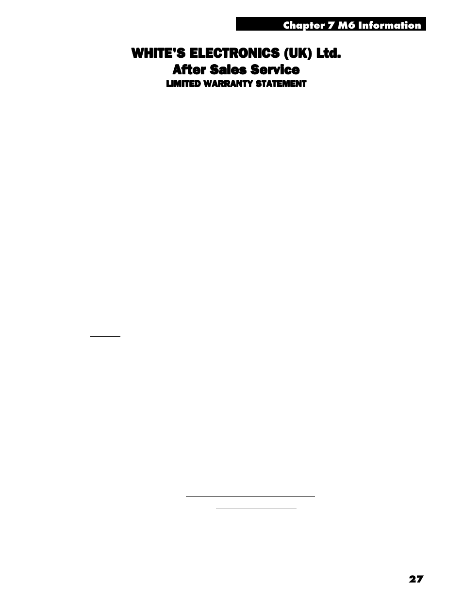 White's electronics (uk) ltd | White’s Electronics M6 User Manual | Page 29 / 32