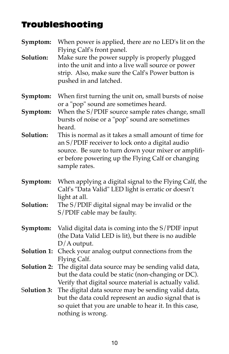Troubleshooting | M-AUDIO Flying Cow User Manual | Page 10 / 12