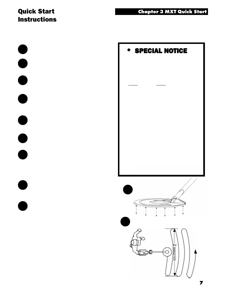 Quick start instructions | White’s Electronics MXT User Manual | Page 9 / 40