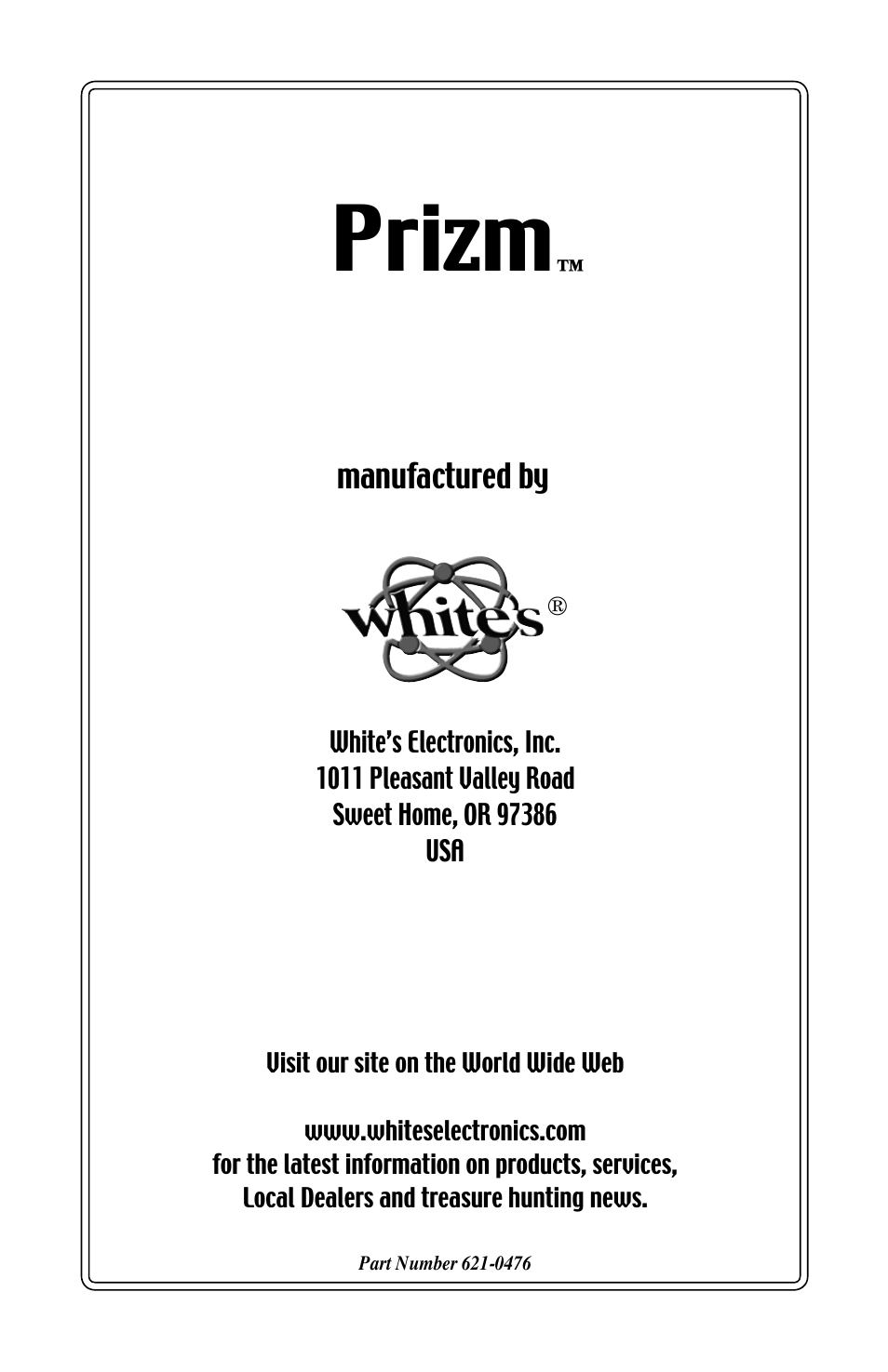 White’s Electronics Prizm Combined User Manual | 32 pages