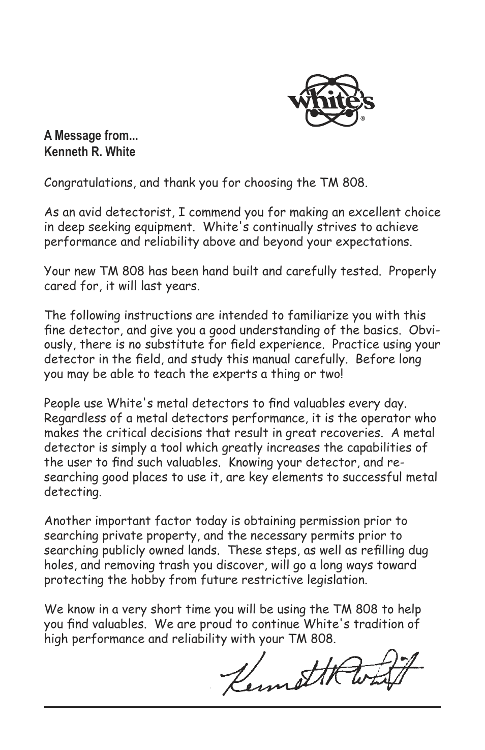 White’s Electronics TM 808 User Manual | Page 2 / 40