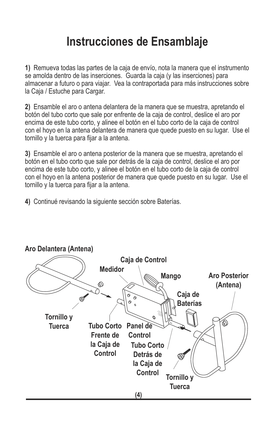 Instrucciones de ensamblaje | White’s Electronics TM 808 User Manual | Page 24 / 40