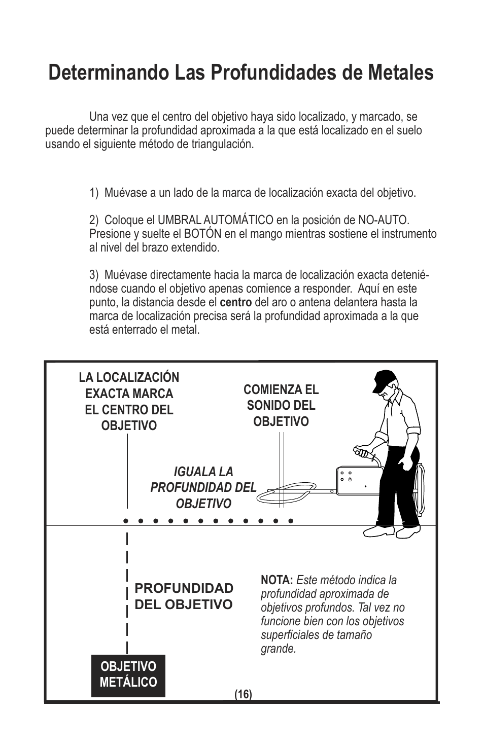 Determinando las profundidades de metales | White’s Electronics TM 808 User Manual | Page 36 / 40